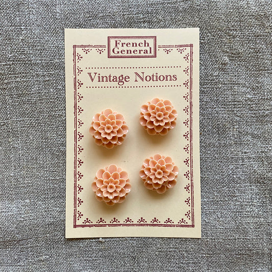 Vintage Pale Pink Floral Cabochons - Set of 4