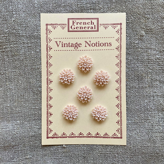 Vintage Pale Pink Floral Cabochons - Set of 6