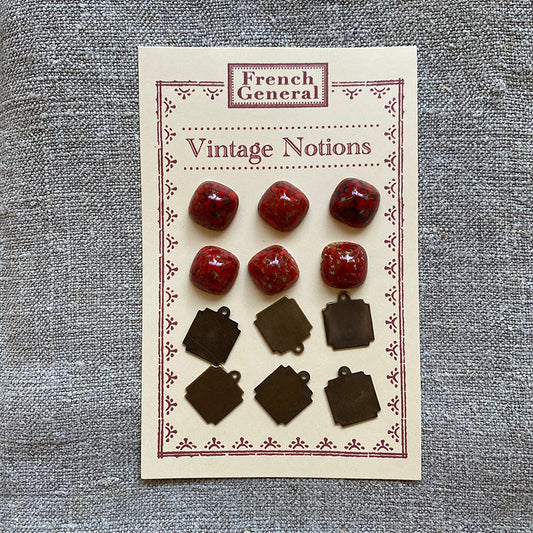 Vintage Red Porphyry Cabochons and Bezels