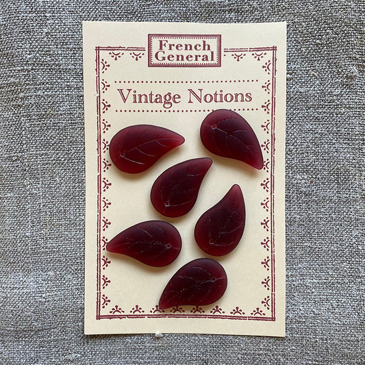 Vintage Deep Red Glass Leaves