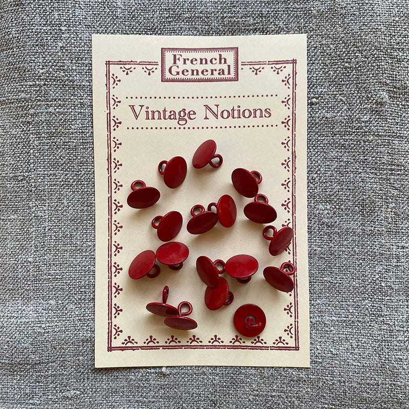 Vintage Red Metal Buttons - Set of 18