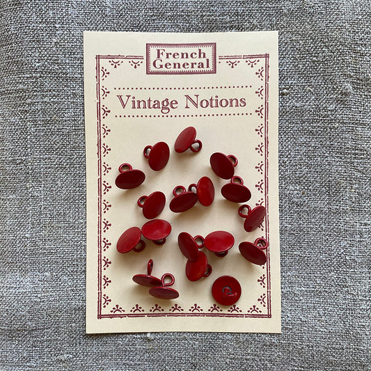 Vintage Red Metal Buttons - Set of 18