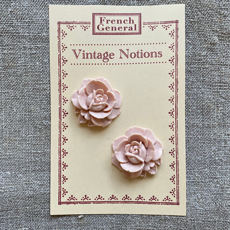 Vintage Pale Pink Floral Cabochons - Set of 2