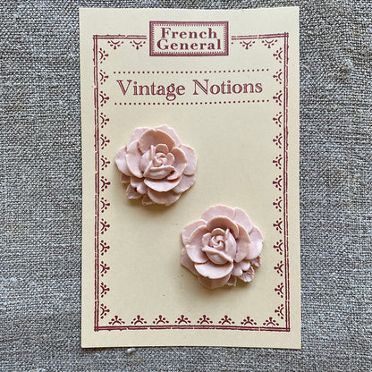 Vintage Pale Pink Floral Cabochons - Set of 2