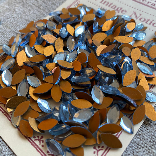 Vintage Pale Blue Glass Diamante Cabochon