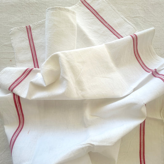 Vintage French White Linen Torchons