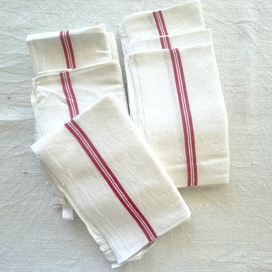 Vintage French White Linen Torchons