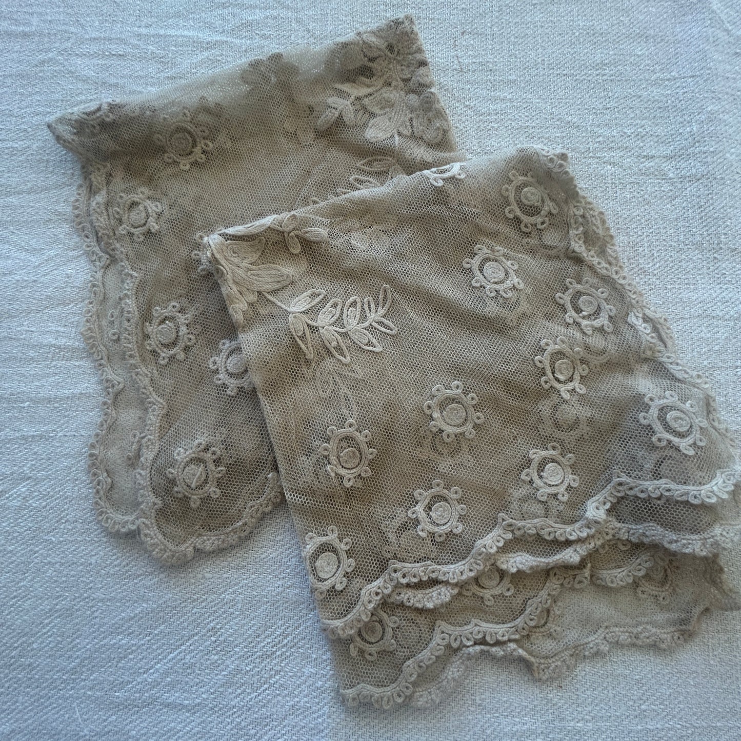 Antique French Tambour Lace Panels / Set of 8