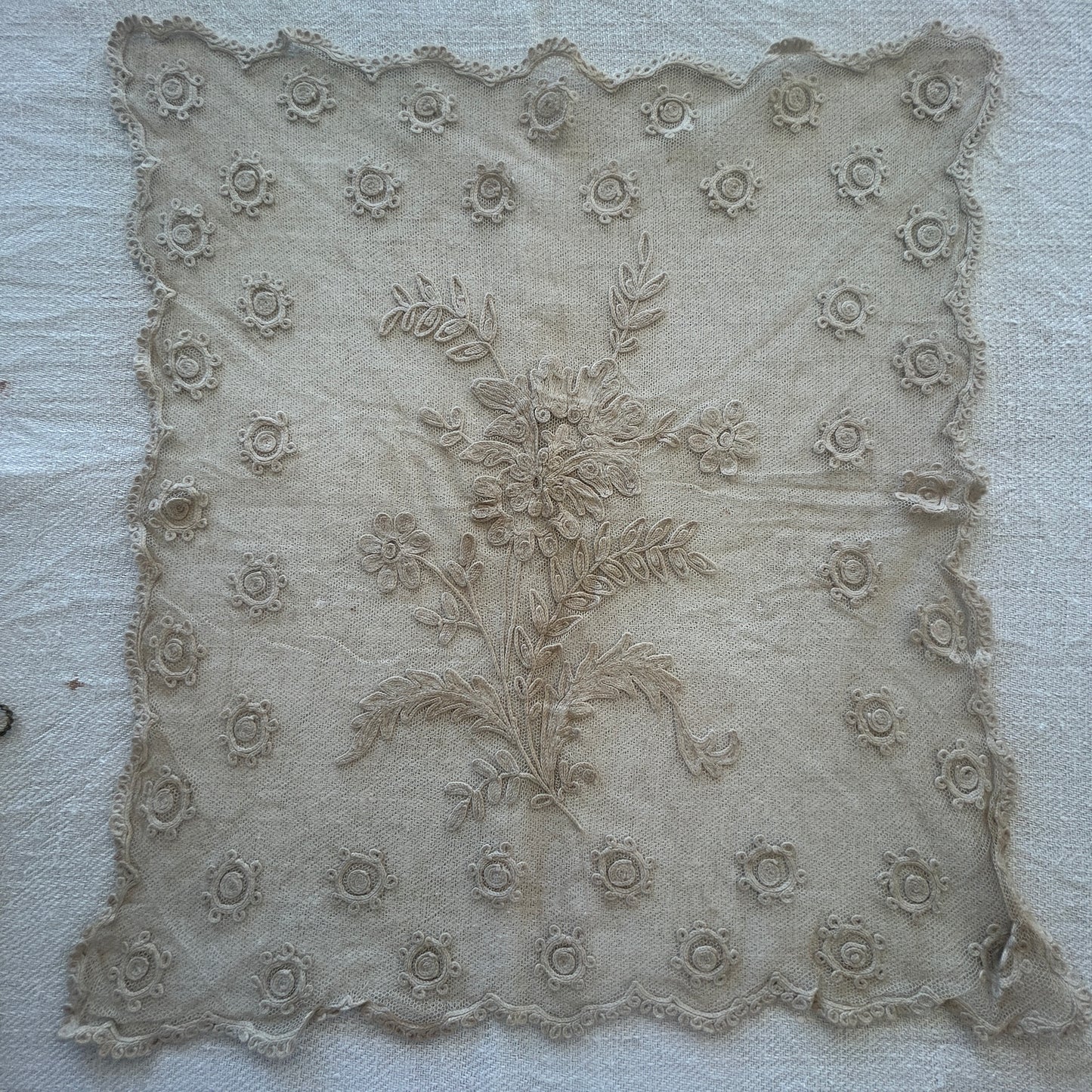 Antique French Tambour Lace Panels / Set of 8