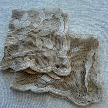 Antique French Tambour Lace Panels / Set of 8