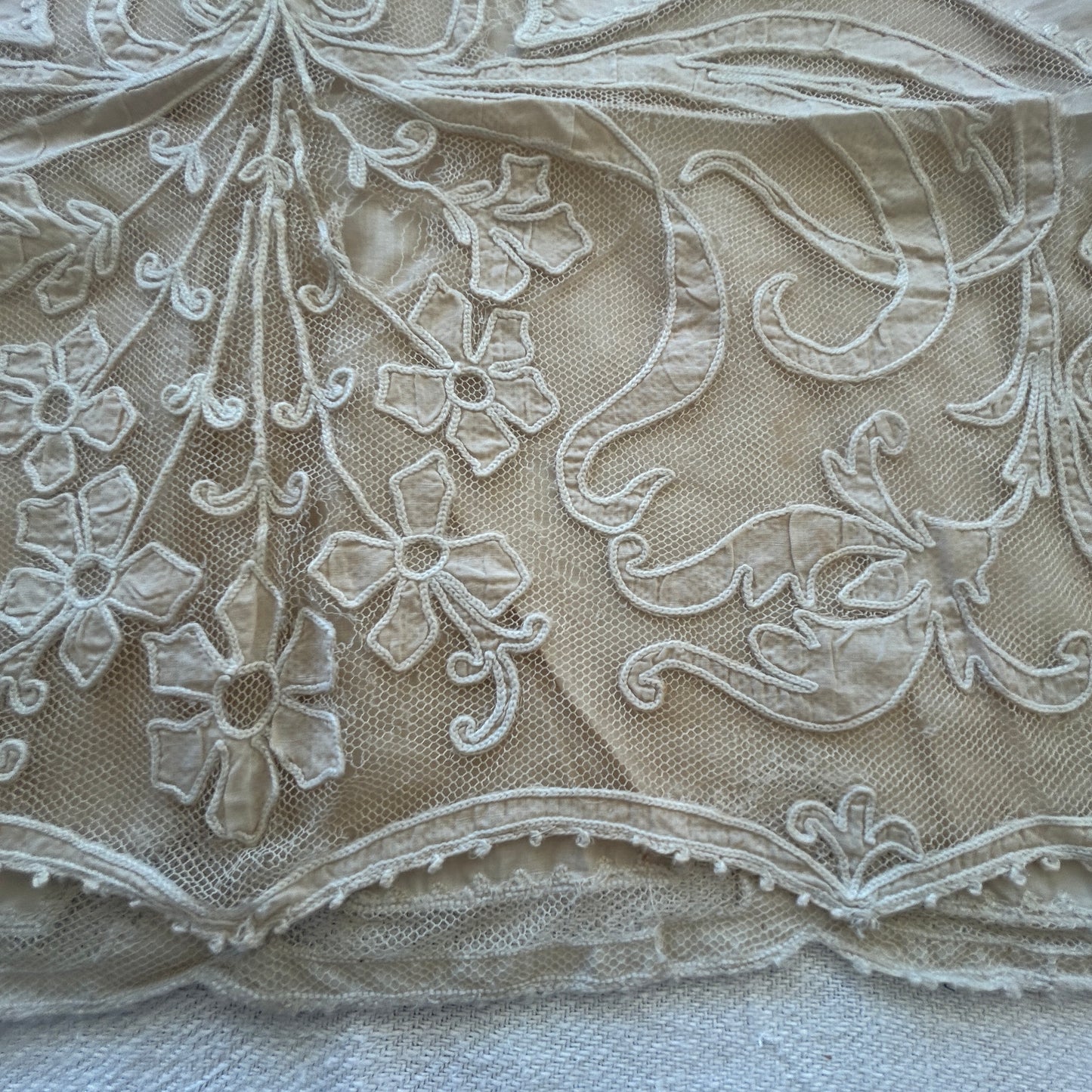 Antique French Tambour Lace Panels / Set of 8