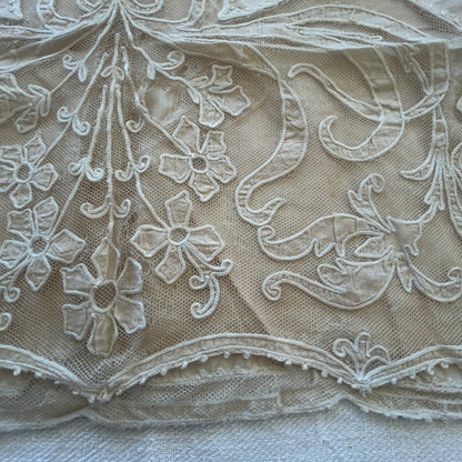 Antique French Tambour Lace Panels / Set of 8