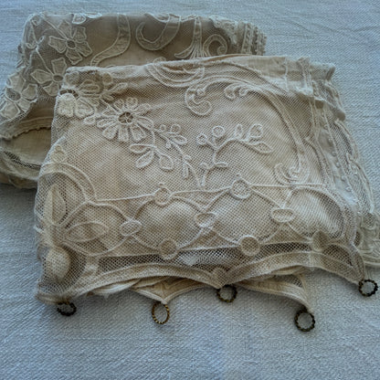 Antique French Tambour Lace Panels / Set of 8