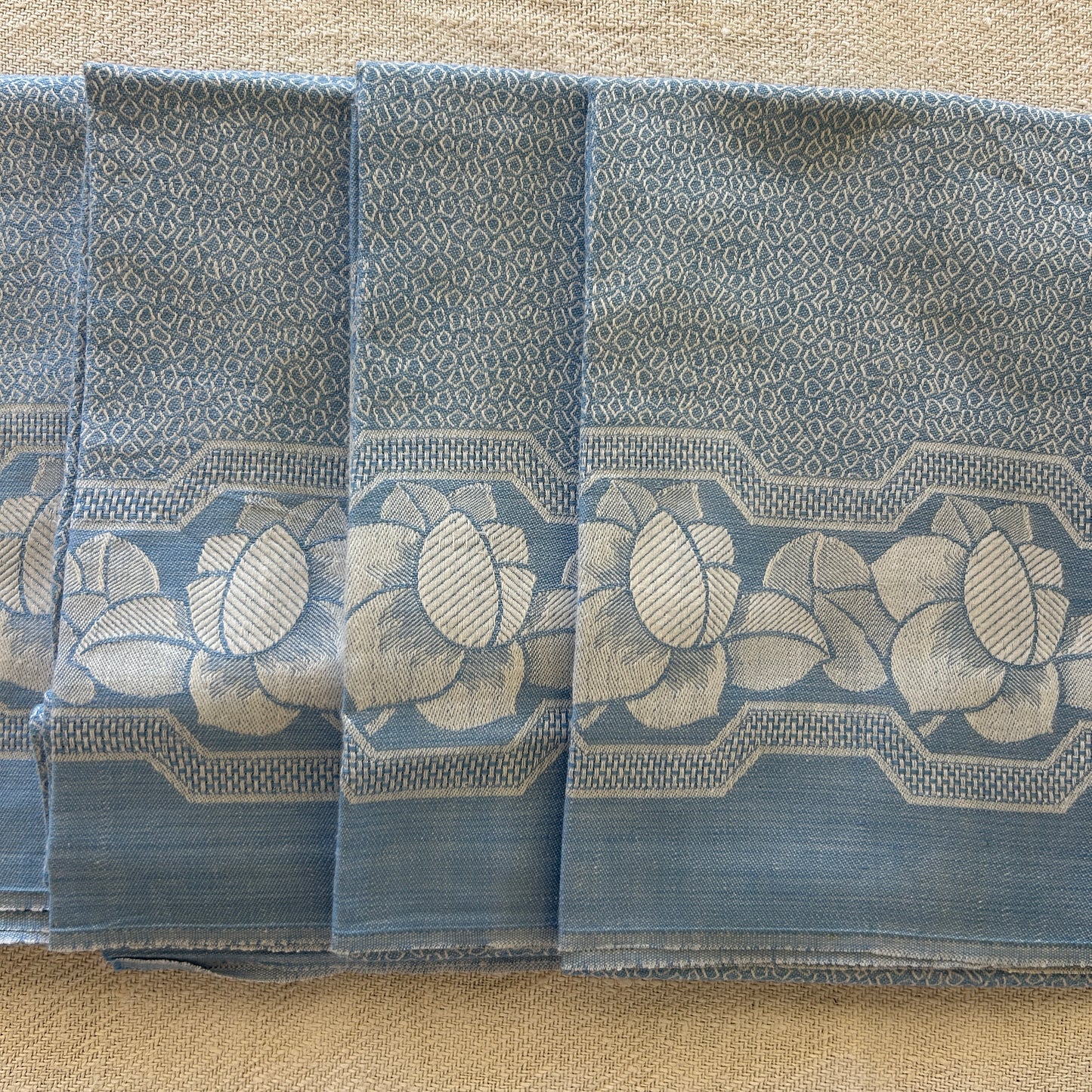 Blue Cotton Damask Napkins / Set of 11