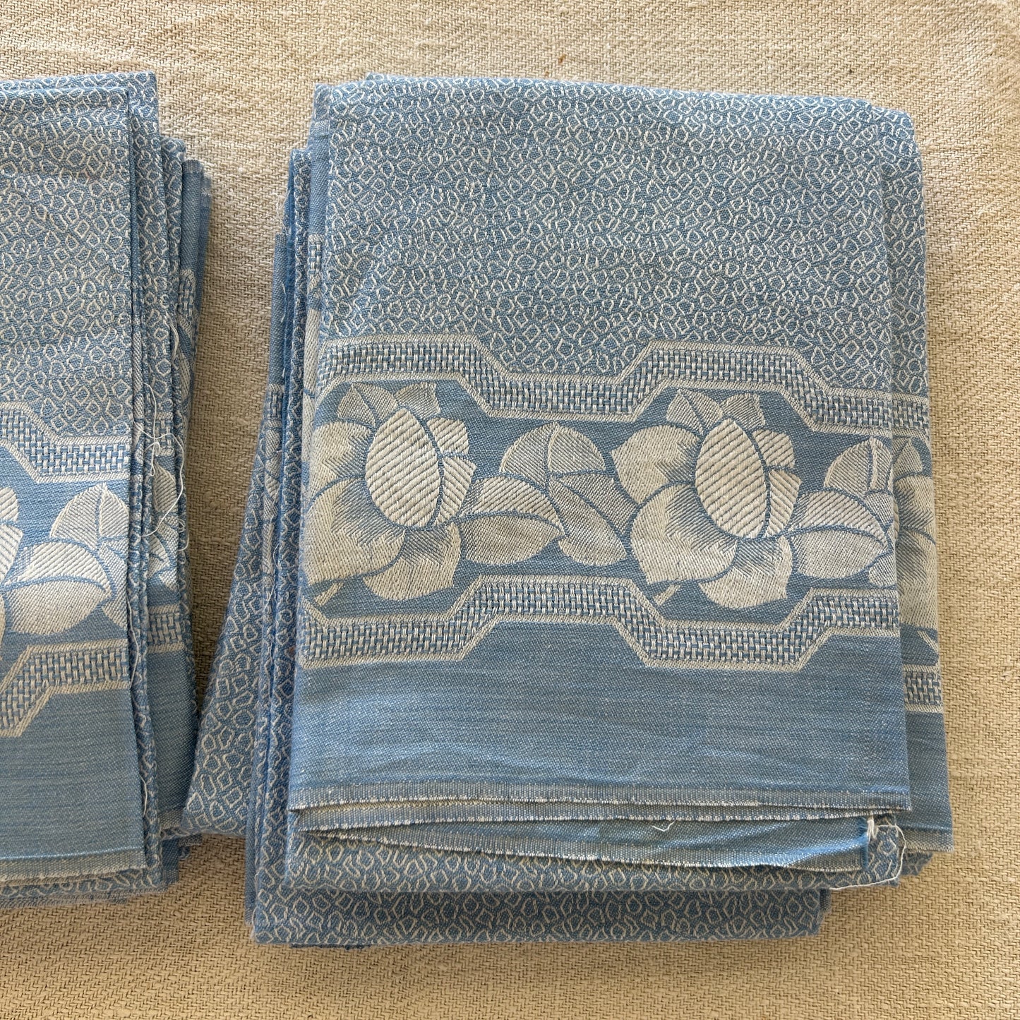 Blue Cotton Damask Napkins / Set of 11