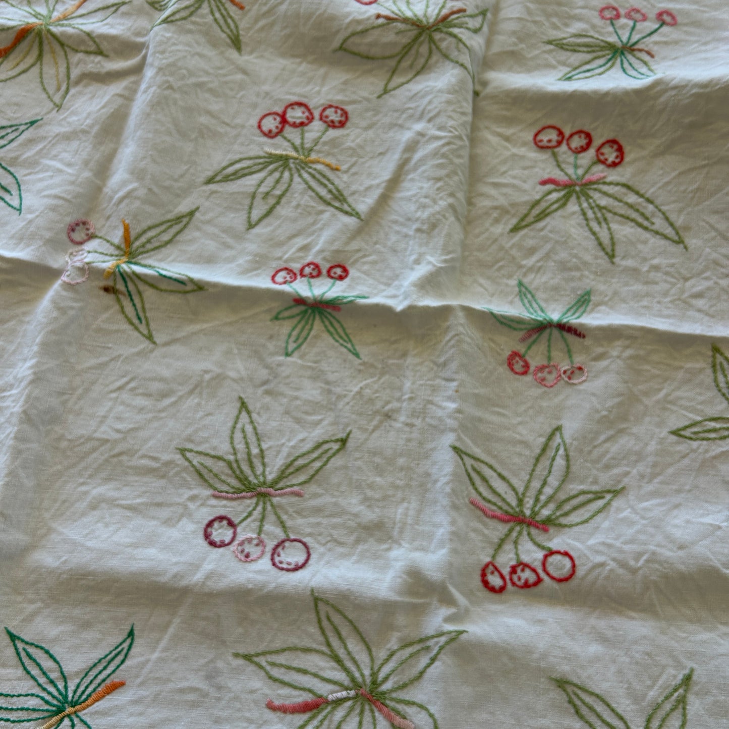 Vintage French Cherry Tablecloth