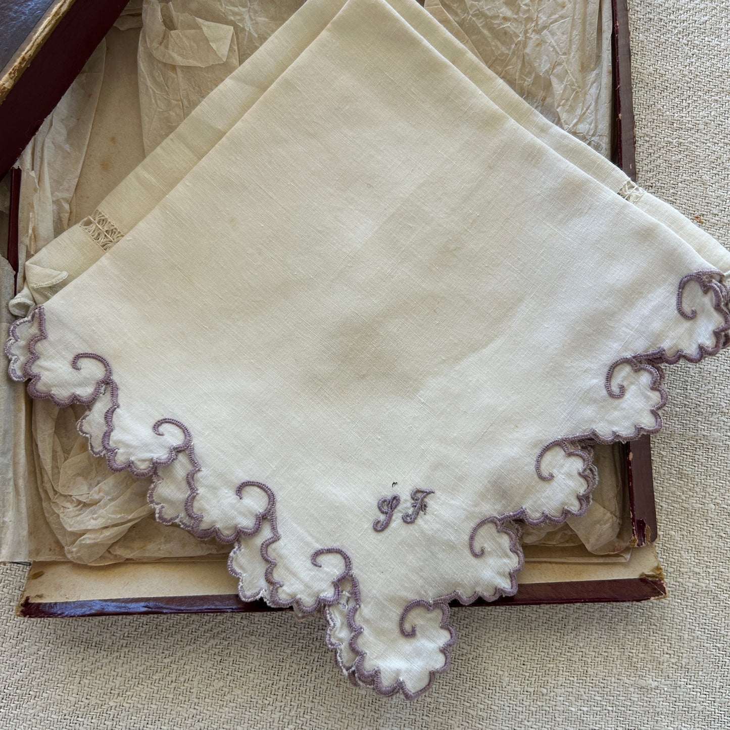 Antique French Handkerchiefs "Mouchiers" Set of 9