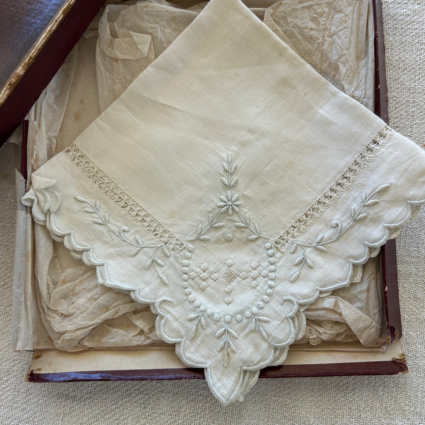 Antique French Handkerchiefs "Mouchiers" Set of 9