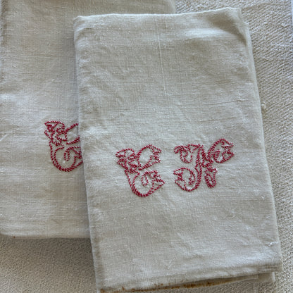 Early French Household Cloth / CN Monogram / Set of 8