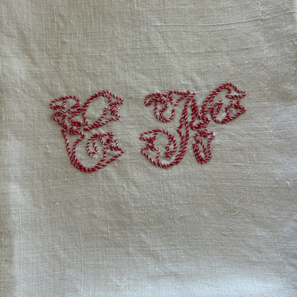 Early French Household Cloth / CN Monogram / Set of 8