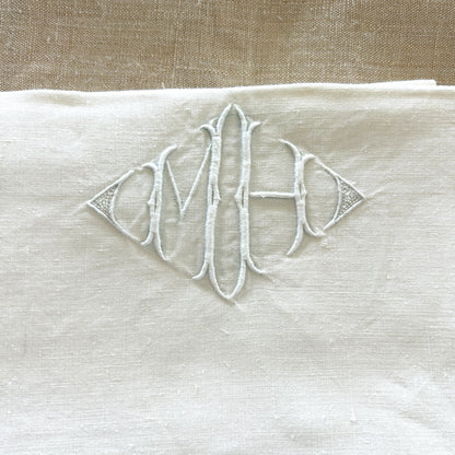 Vintage Linen Pillow Shams / MH Monogram