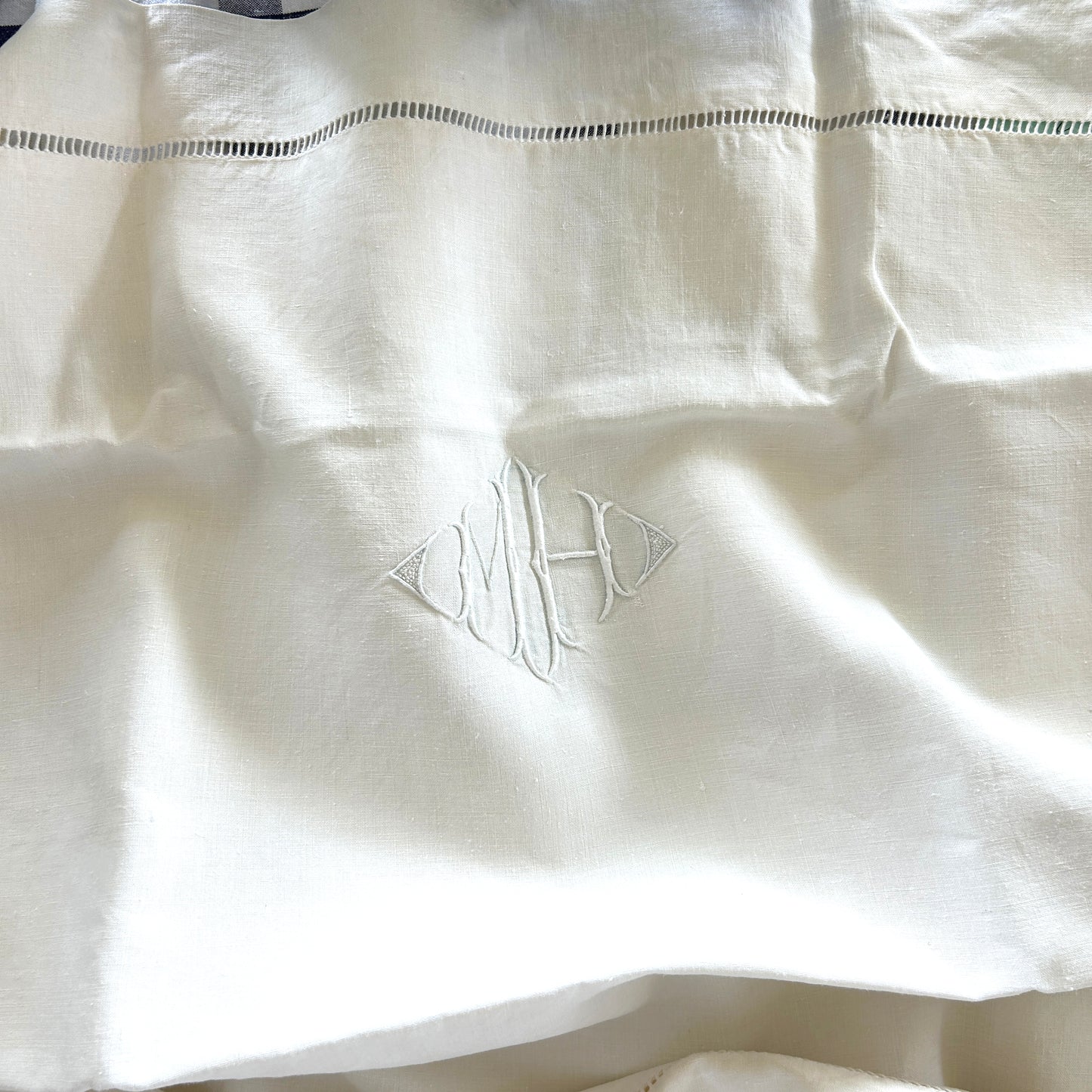 Vintage Linen Pillow Shams / MH Monogram