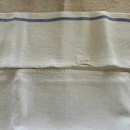 Early French Blue Striped Towels / Set of 2