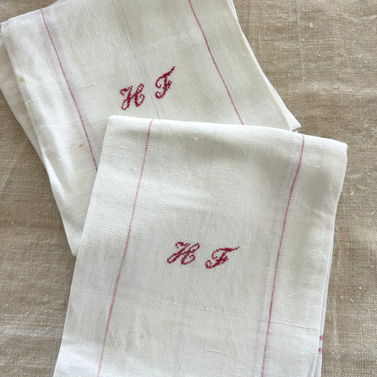 Vintage Country Torchons / Set of 4 / HF Monogram