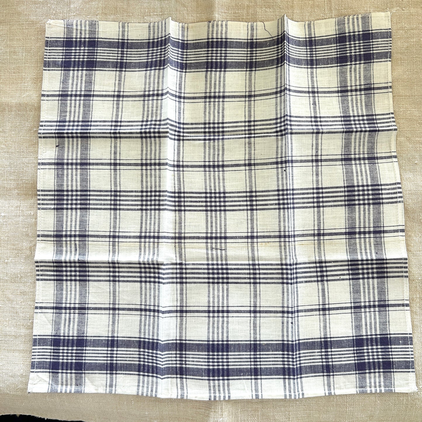 Vintage Blue Checkered and Striped Handkerchiefs