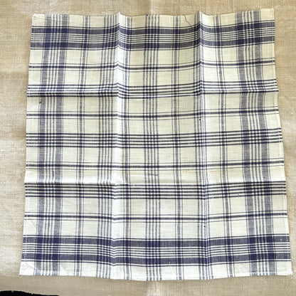 Vintage Blue Checkered and Striped Handkerchiefs
