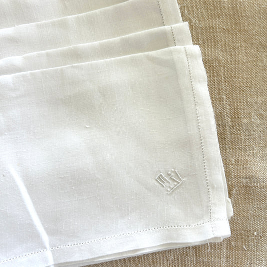 Vintage Handkerchiefs / Set of 4 / MV Monogram