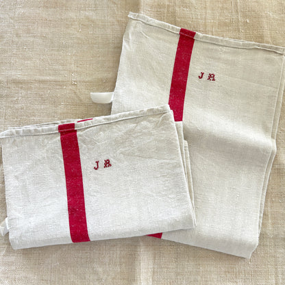 Vintage Torchons / Set of 2 / JR Monogram