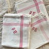 Vintage French Tea Towels - PB Monogram - Set of Three