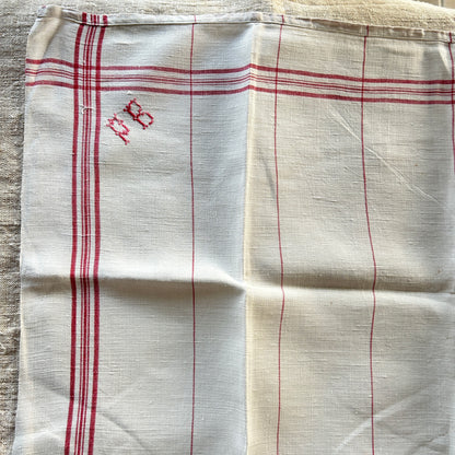Vintage French Tea Towel - PB Monogram - Set of Two