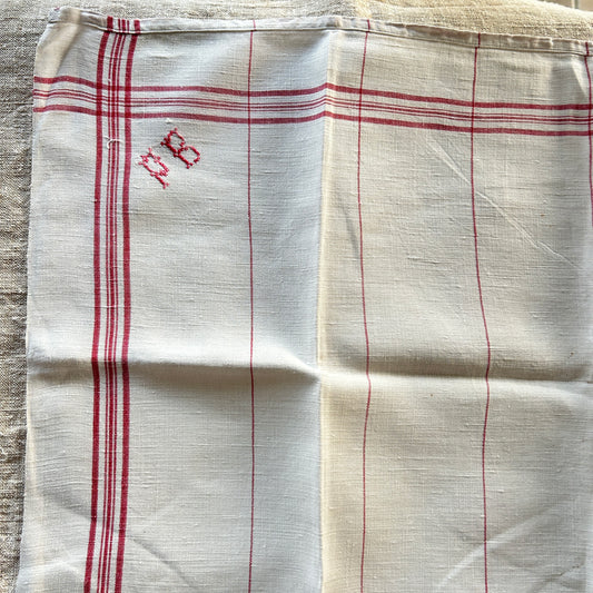 Vintage French Tea Towel - PB Monogram - Set of Two