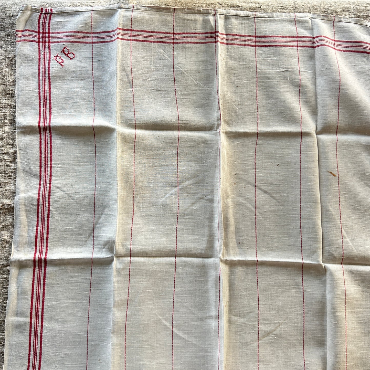 Vintage French Tea Towel - PB Monogram - Set of Two