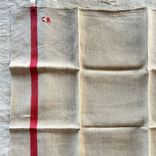 Vintage French Tea Towels - CM Monogram - Set of Two
