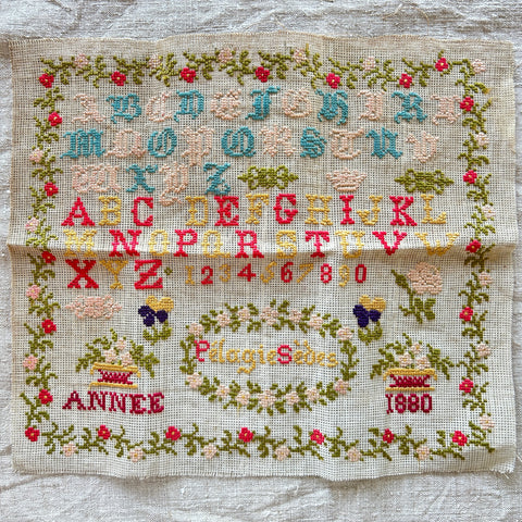 Antique French Sampler - Dated 1880