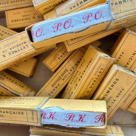 Vintage French Laundry Cotton Tape with Monograms