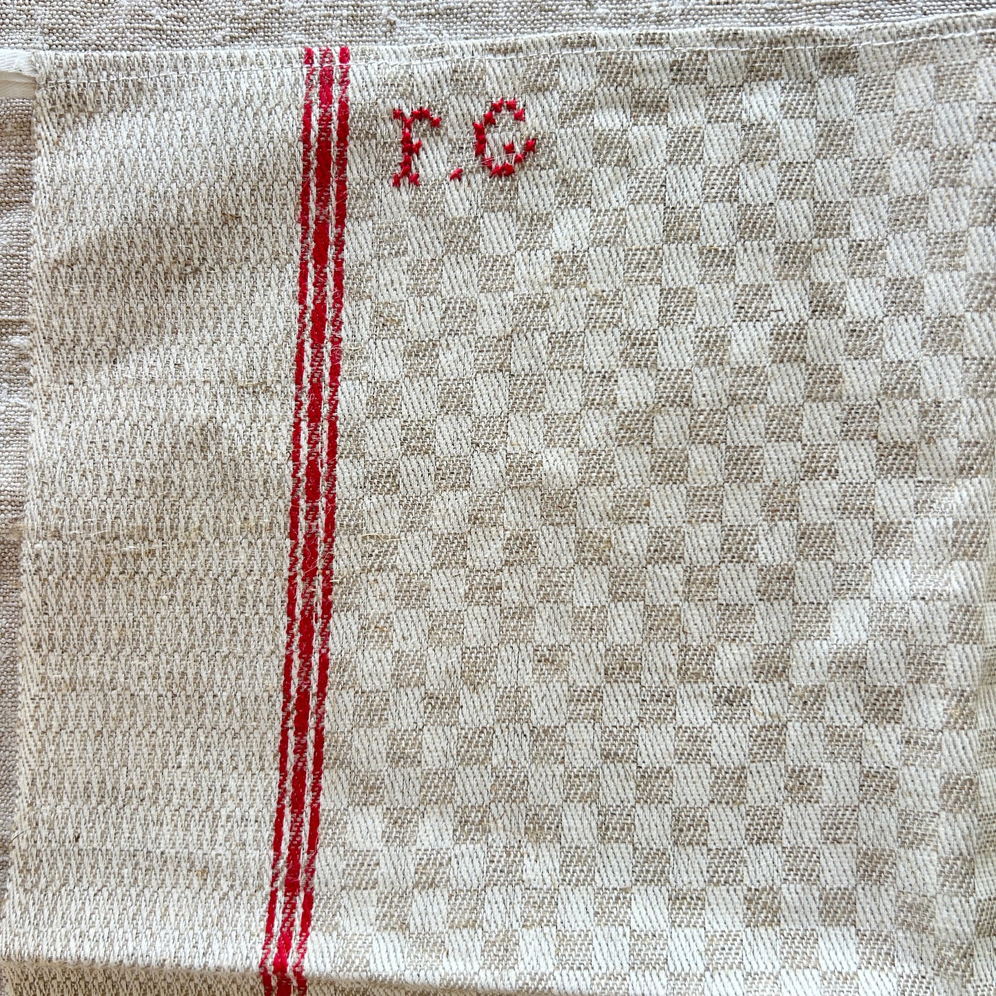 Vintage French Checkered Tea Towels - Unused Stock - Set of Two