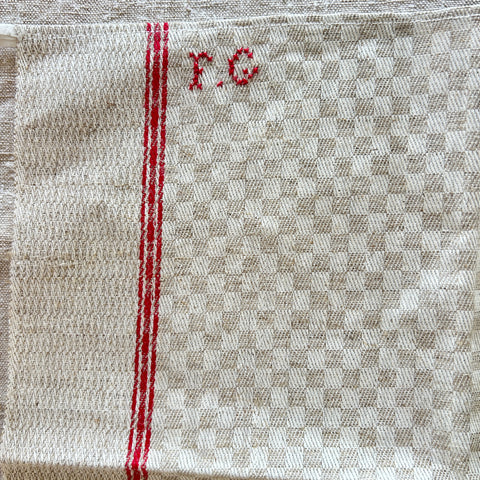Vintage French Checkered Tea Towels - Unused Stock - Set of Two