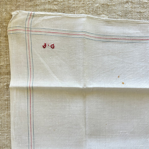 Vintage Linen Handkerchiefs / Set of Two / JG Monogram