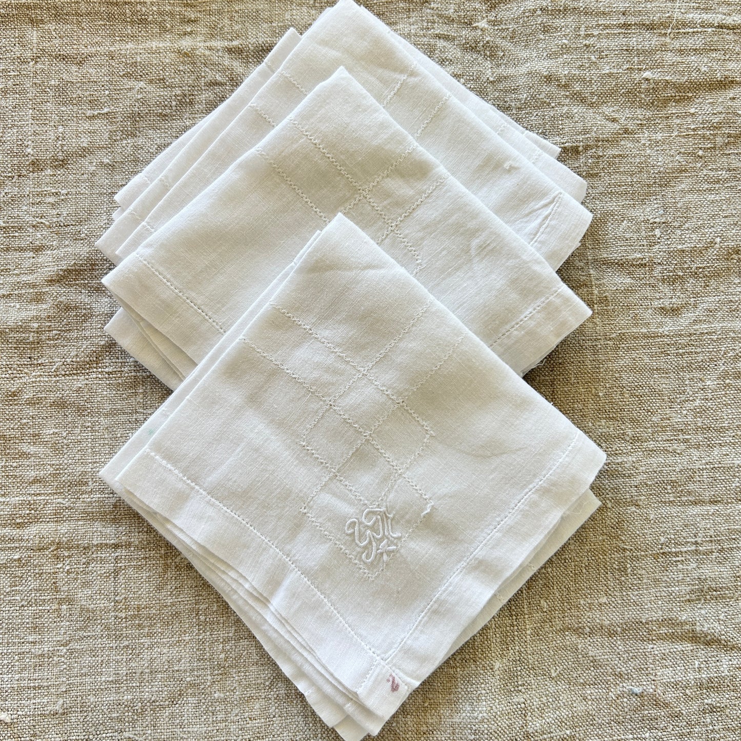 Vintage Linen Handerchiefs / Set of Two / YM Monogram