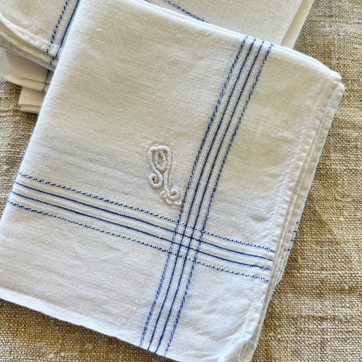 Vintage Linen Handkerchiefs / Set of Two / M Monogram?