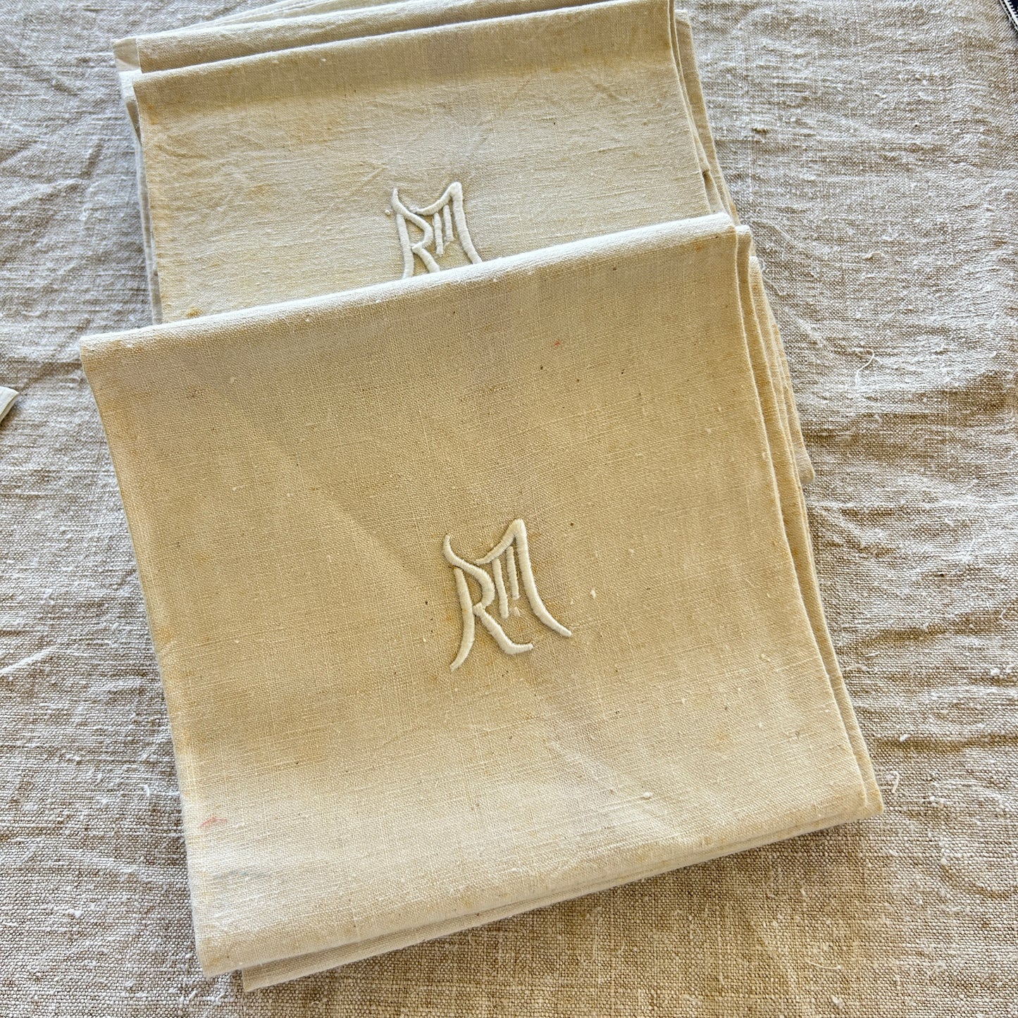 Vintage Metis Torchons / Set of 7 / RM Monogram