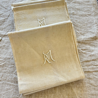 Vintage Metis Torchons / Set of 7 / RM Monogram