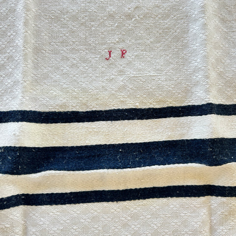 Antique French Béarn Household Cloth / Set of Two / JP Monogram