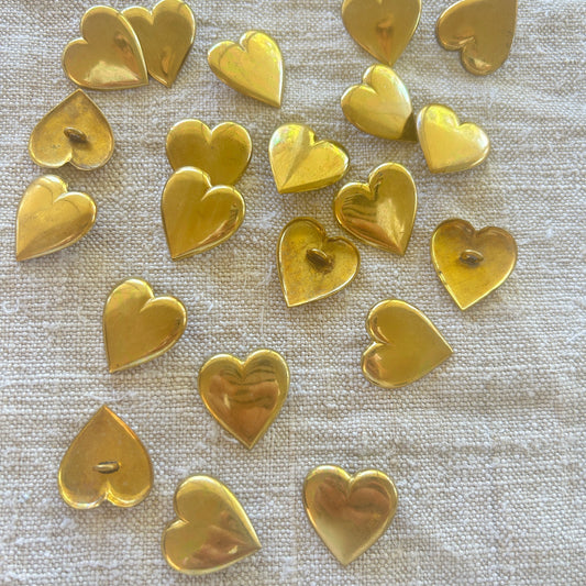 Vintage Brass Heart Buttons