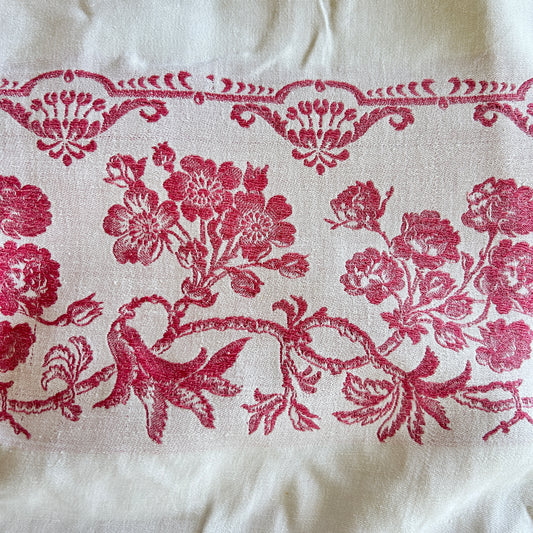 Vintage French Cotton Damask Tablecloth - AC Monograms