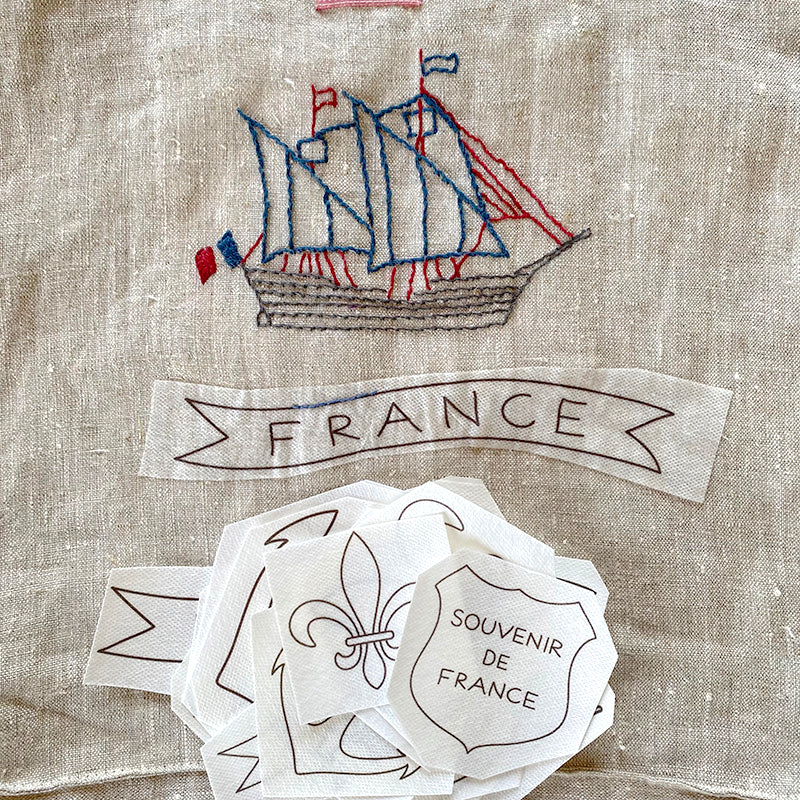 French Souvenir Stick and Stitch Embroidery Motifs